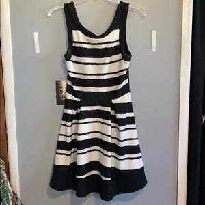 Black and white striped dress